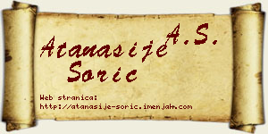 Atanasije Šorić vizit kartica